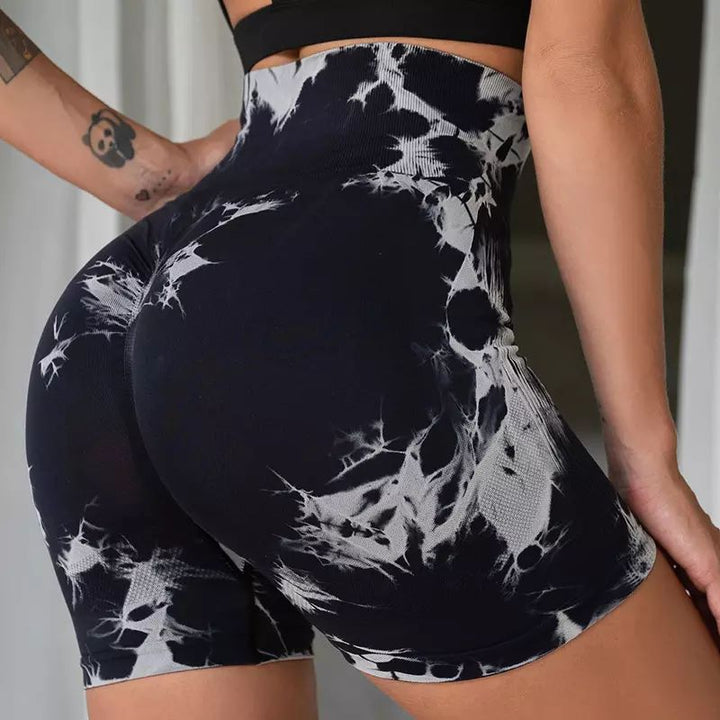 Tie Dye High Waist Scrunch Butt Shorts Seamless Yoga Leggings