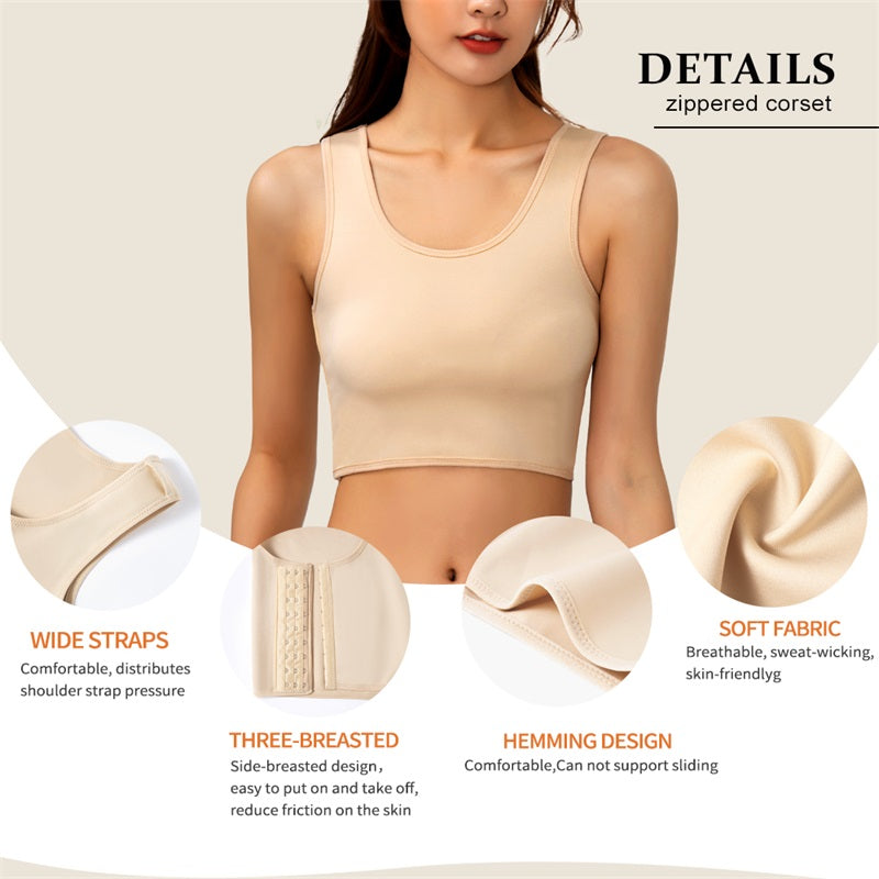 Compression Wireless Breast Flat Belly Bra Shaper Top Shapewear