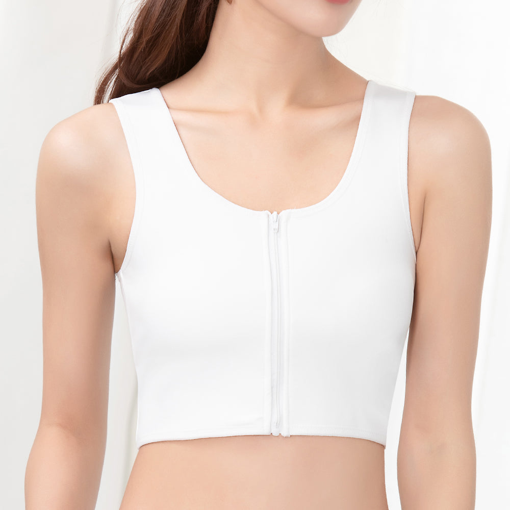 Front Zipper Slim Breast Flat Belly Shaper Wireless Bra Tank Top Shapewear