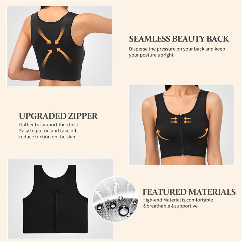 Front Zipper Slimming Tank Top Shapewear Women’s Flat Belly Bra & Waist Trainer Corset