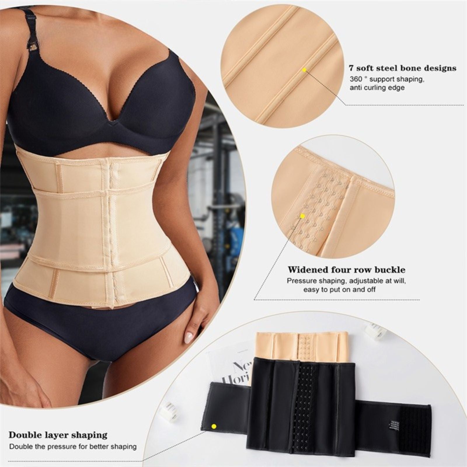 High Quality Double Belt Full Body Waist Trainer Shaper Plus Size