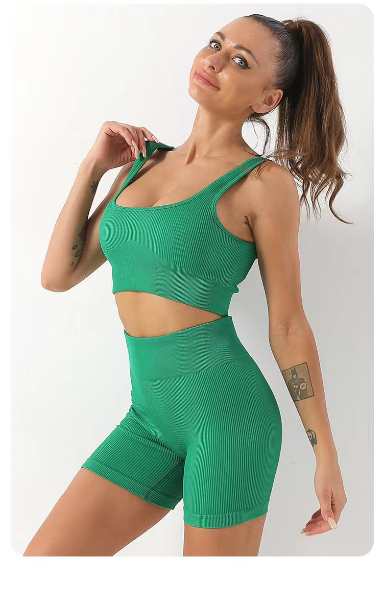 High Waist Fitness Seamless Shorts Sports Workout and Bra Sets Wear