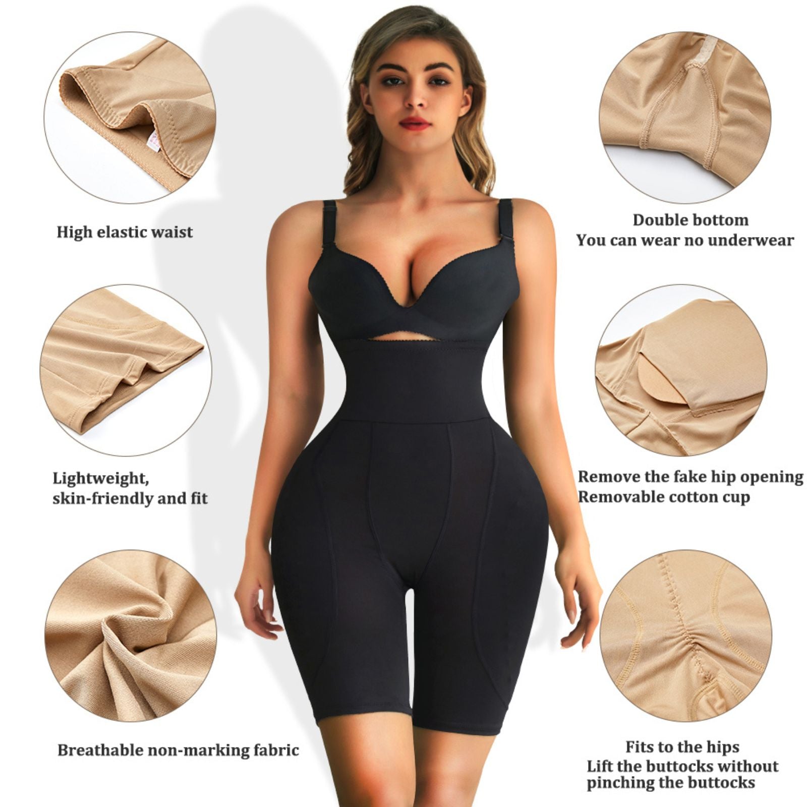High Waist Padded Butt Lifter Shapewear Hip Enhancer Control Panties