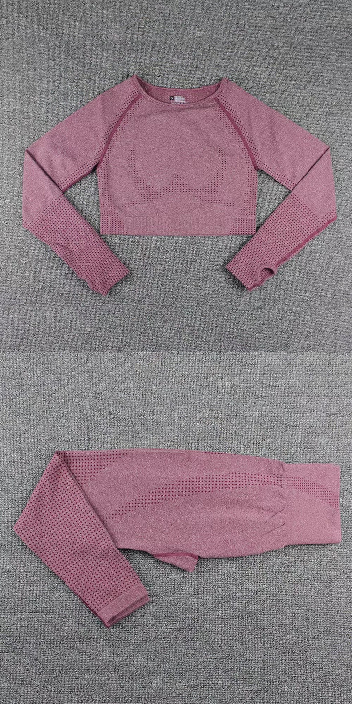 Long Sleeve Gym Pants Sports High Waist Shorts Workout and Bra Sets