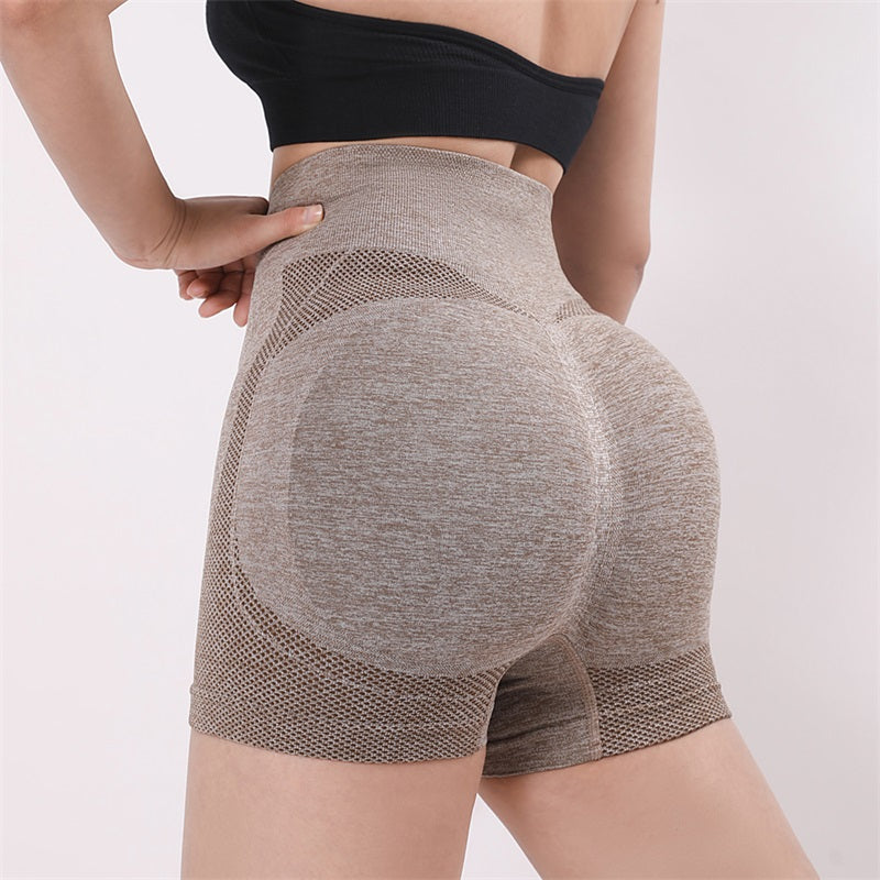 Mesh Yoga Shorts Push-Up Butt Lift Seamless Gym Leggings for Fitness
