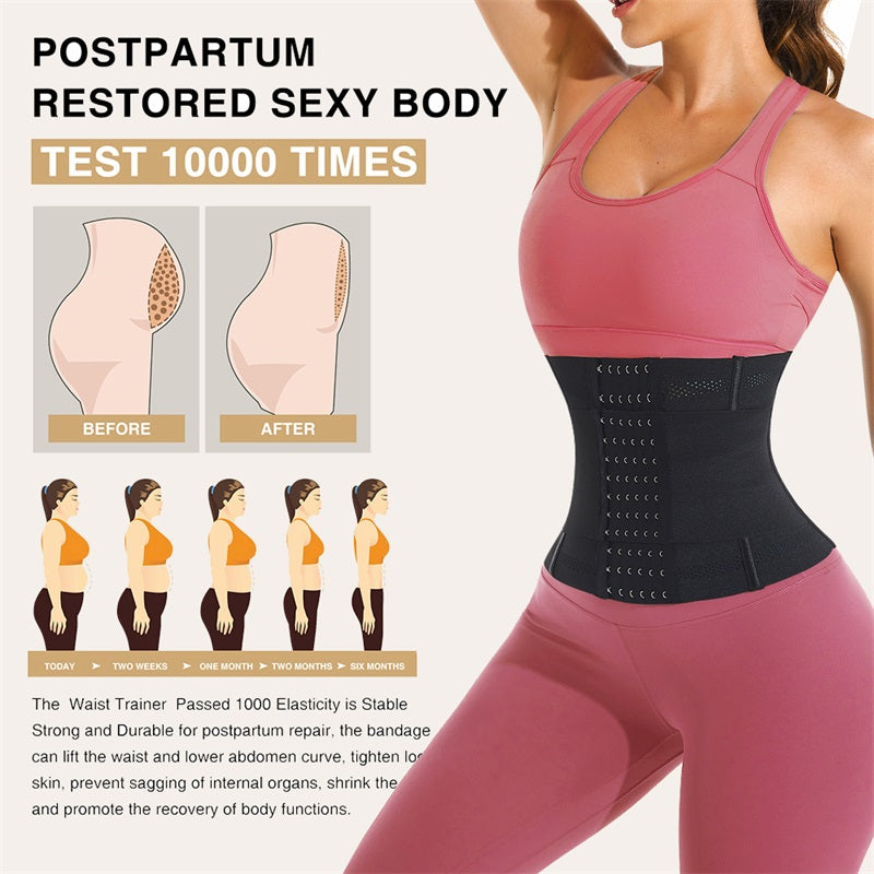 Plus Size Double Belt Latex Waist Trainer Shapewear Wrap