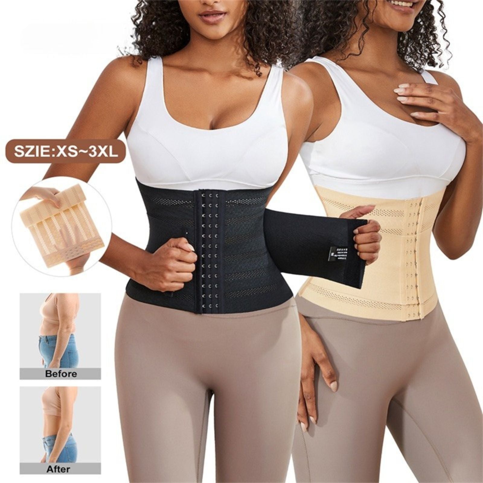 Plus Size Full Body Waist Trainer Shaper Mesh Double Belt Tummy Control