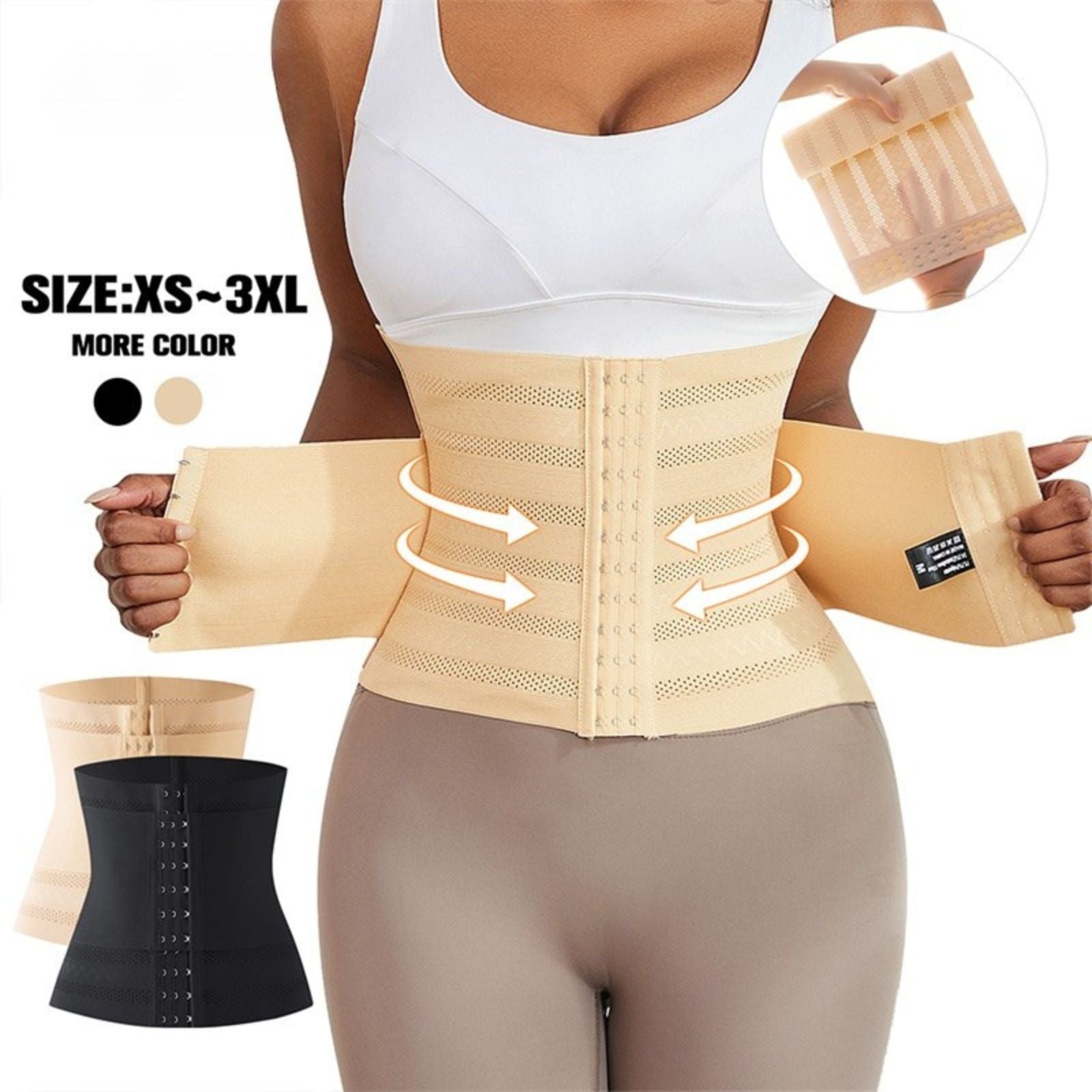 Plus Size Full Body Waist Trainer Shaper Mesh Double Belt Tummy Control