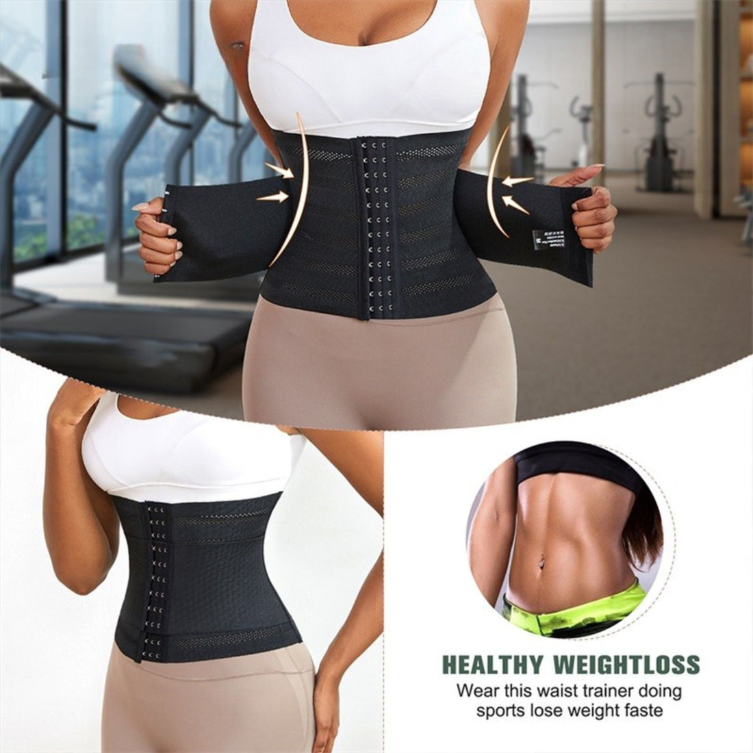 Plus Size Full Body Waist Trainer Shaper Mesh Double Belt Tummy Control