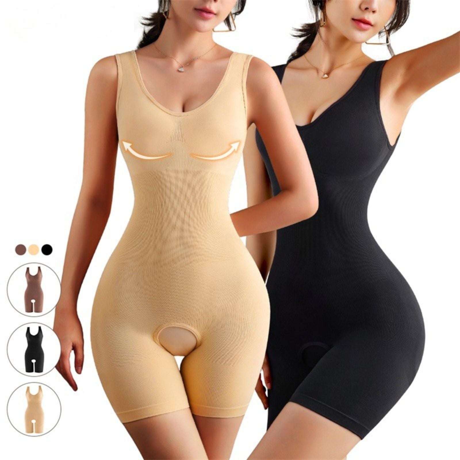 Plus Size High Waist Tummy Control Thigh Slim Shaper Trainer Bodysuit Shapewear