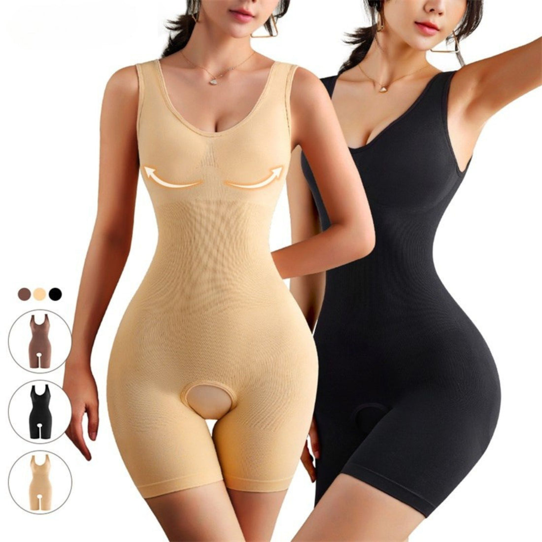 Plus Size High Waist Tummy Control Thigh Slim Shaper Trainer Bodysuit Shapewear