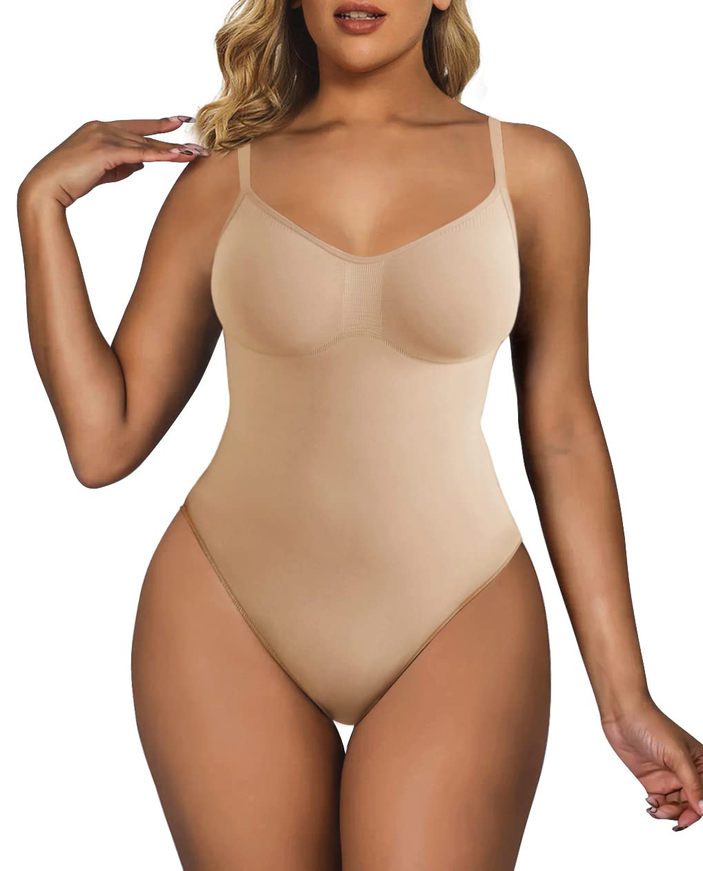 Plus Size Seamless Thong Bodysuit Shapewear Light Tummy Control Waist