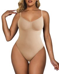 Plus Size Seamless Thong Bodysuit Shapewear Light Tummy Control Waist