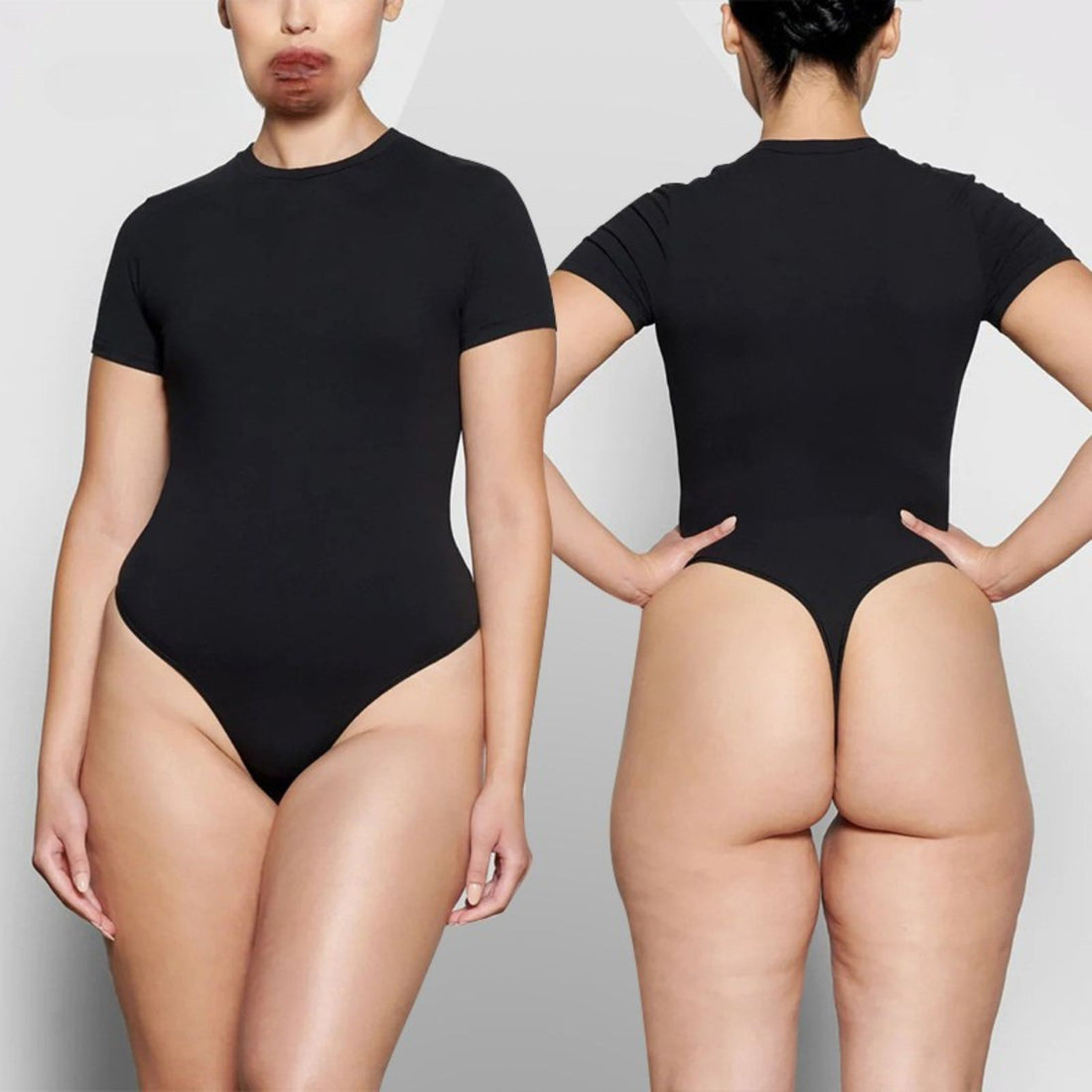 Plus Size Seamless Tummy Control Bodysuit Waist Trainer Thong Shapewear