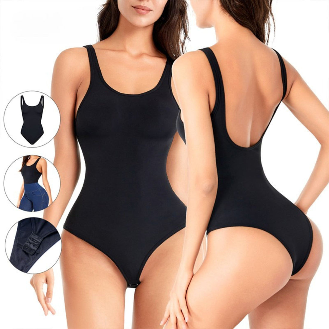 Plus Size Seamless Tummy Control High Waist Trainer Thong Bodysuit Shapewear