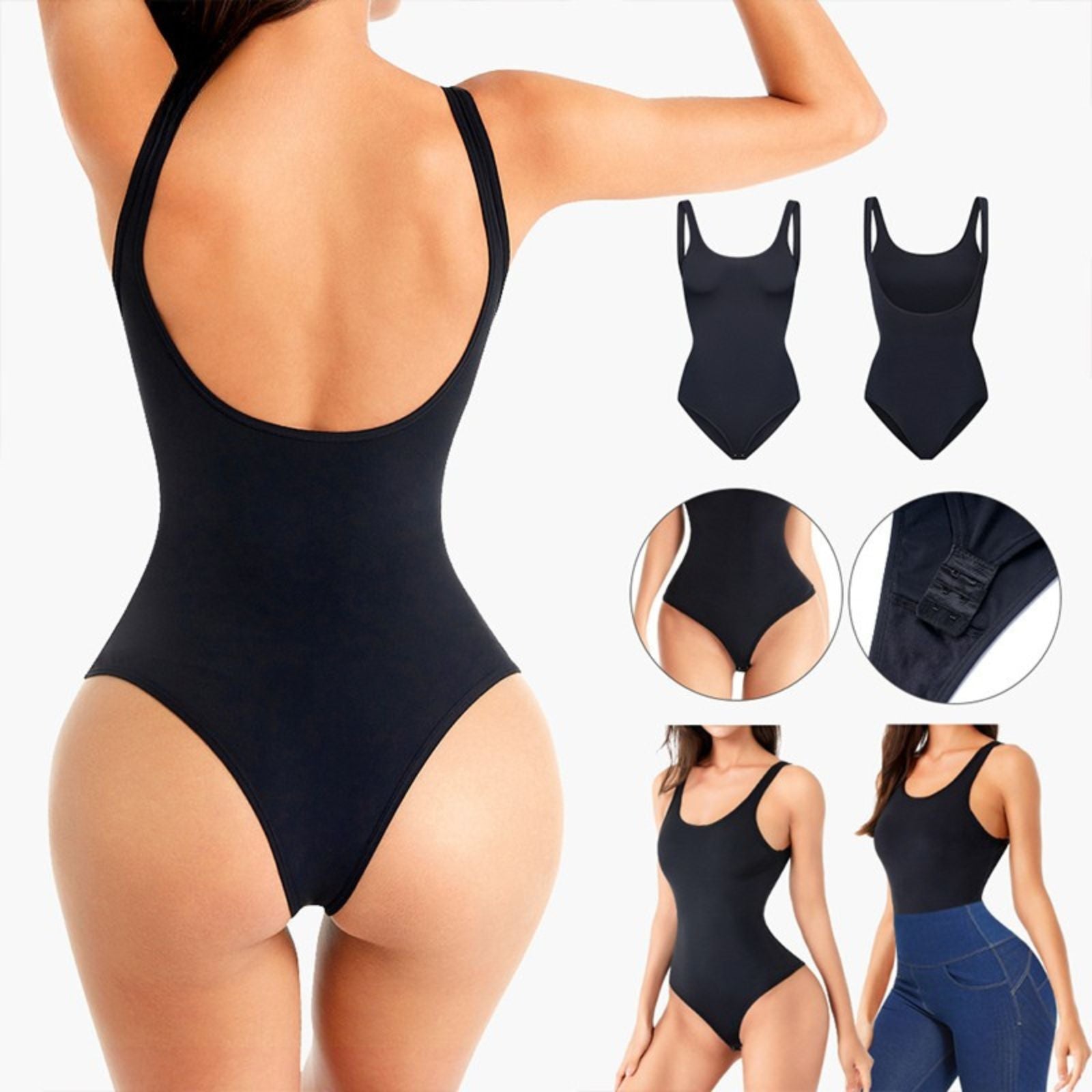 Plus Size Seamless Tummy Control High Waist Trainer Thong Bodysuit Shapewear