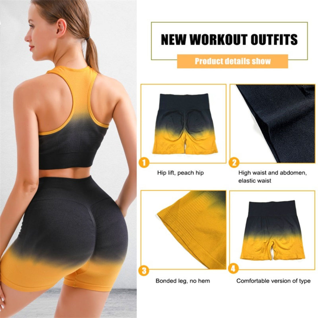 Push-Up Seamless Sports Bra Scrunch Butt Lift Leggings Yoga Pants