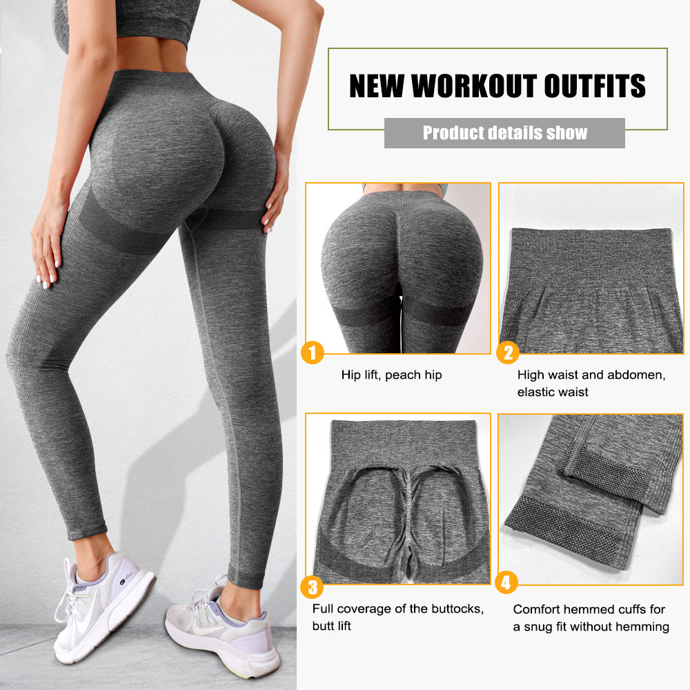 Seamless Sports Bra & Scrunch Butt Lift Leggings Set High Waist Yoga Pants