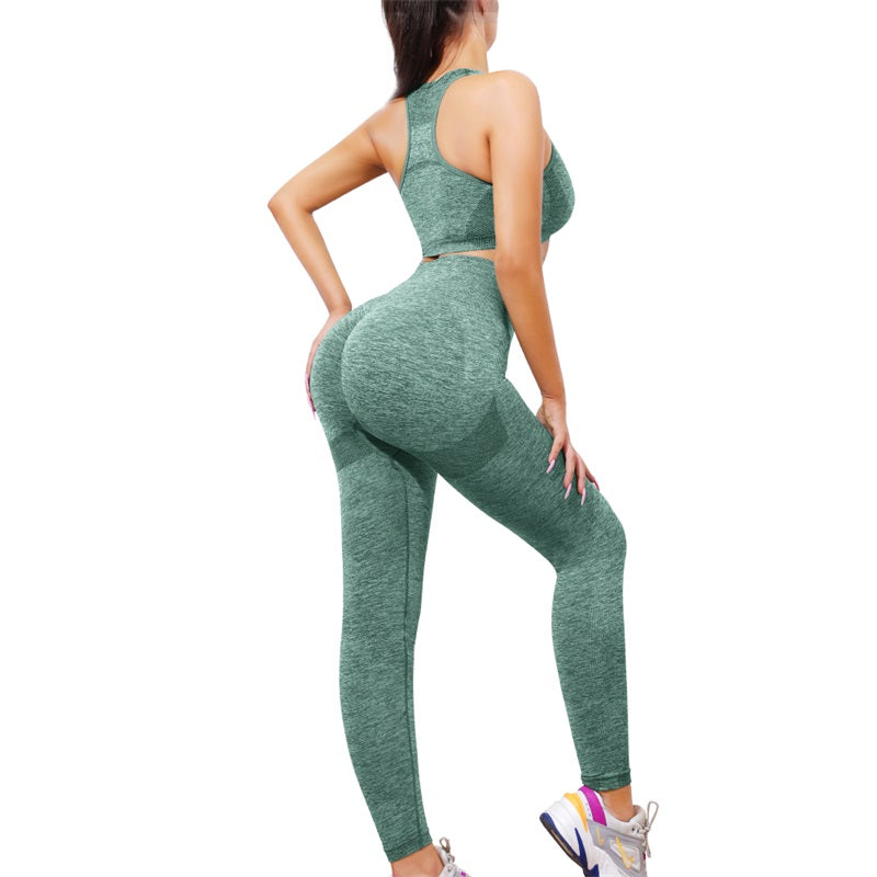 Seamless Sports Bra & Scrunch Butt Lift Leggings Set High Waist Yoga Pants