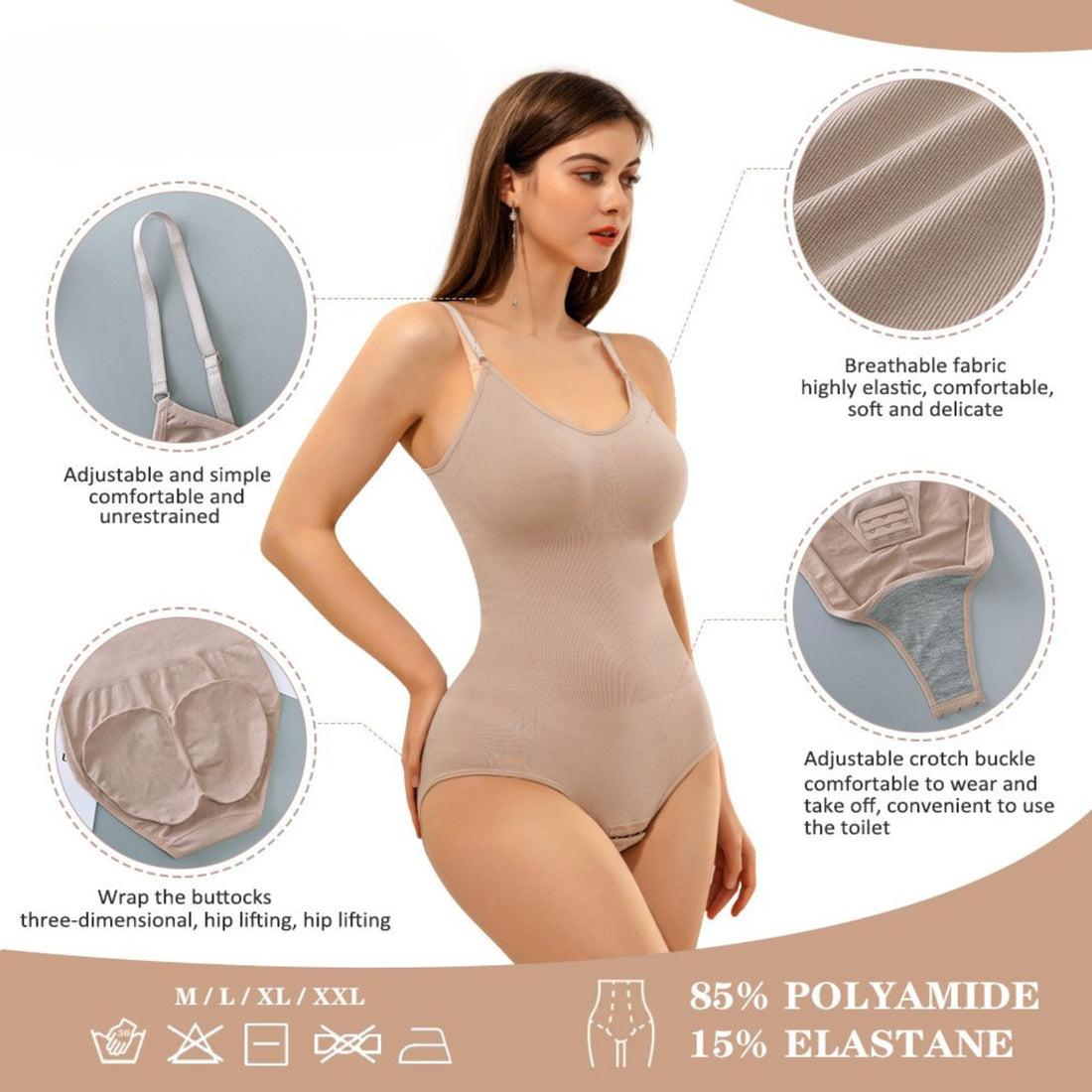 Seamless Women Full Body Shapewear Bodysuit Abdomen Compression