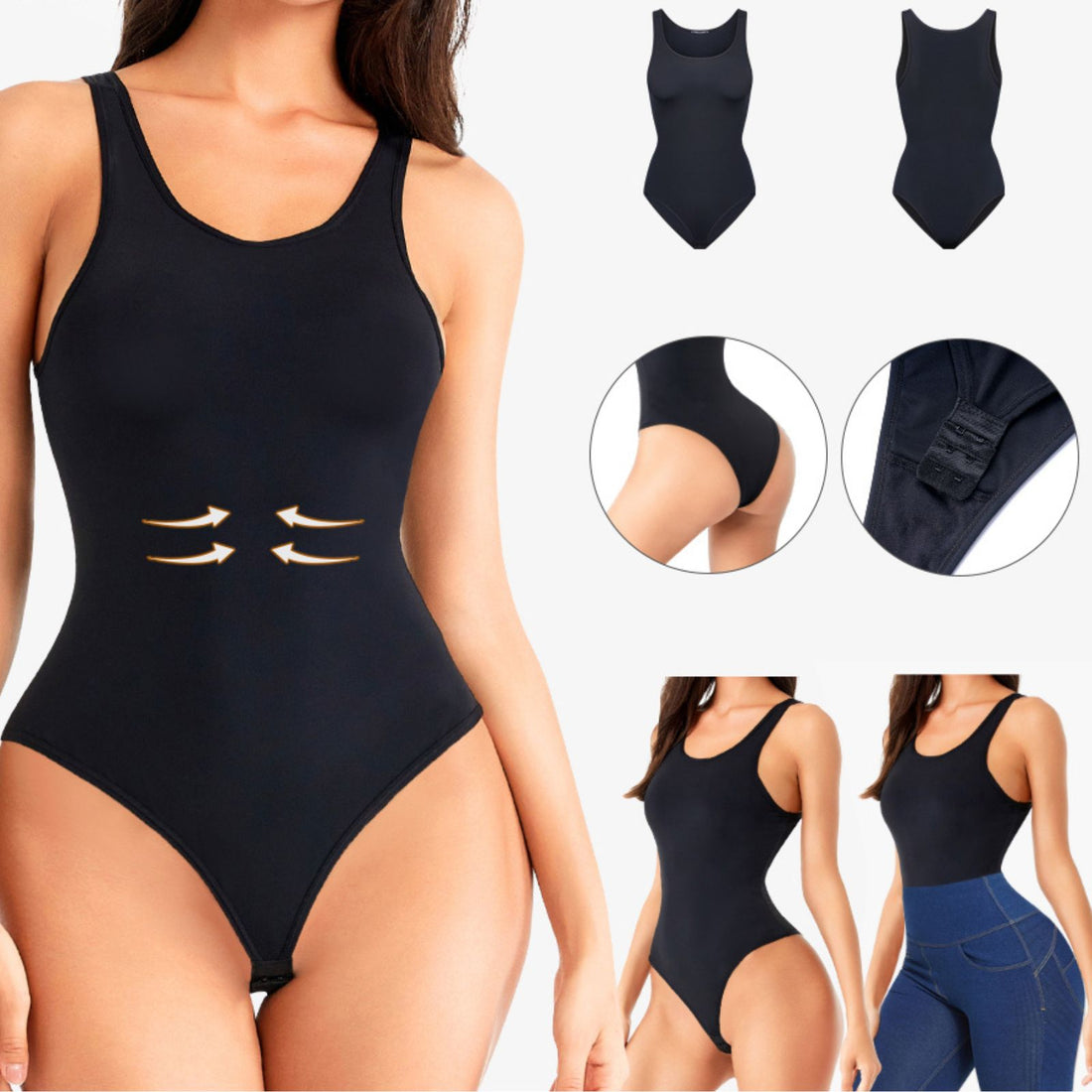 Shoulder Strap Seamless Corset Full Body Thong Tummy Control Shaper