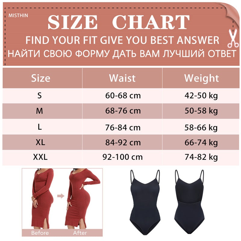 Shoulder Strap Waist Trainer Backless Thong Bodysuit Shapewear for Women