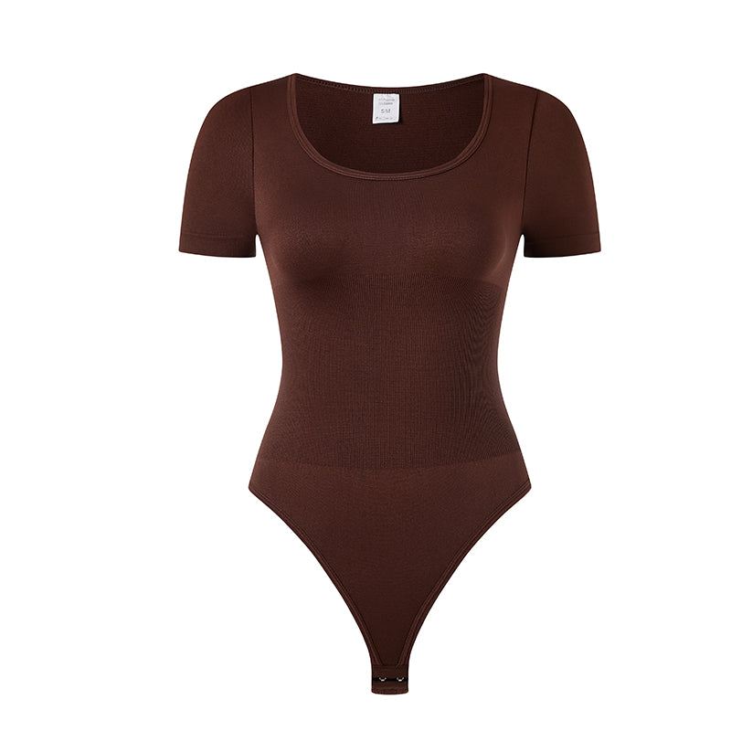 Sleeved Thong Bodysuit Tummy Control Gym Shapewear