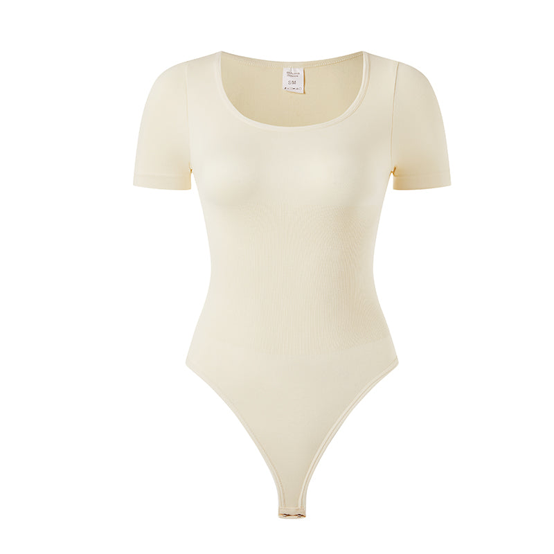 Sleeved Thong Bodysuit Tummy Control Gym Shapewear