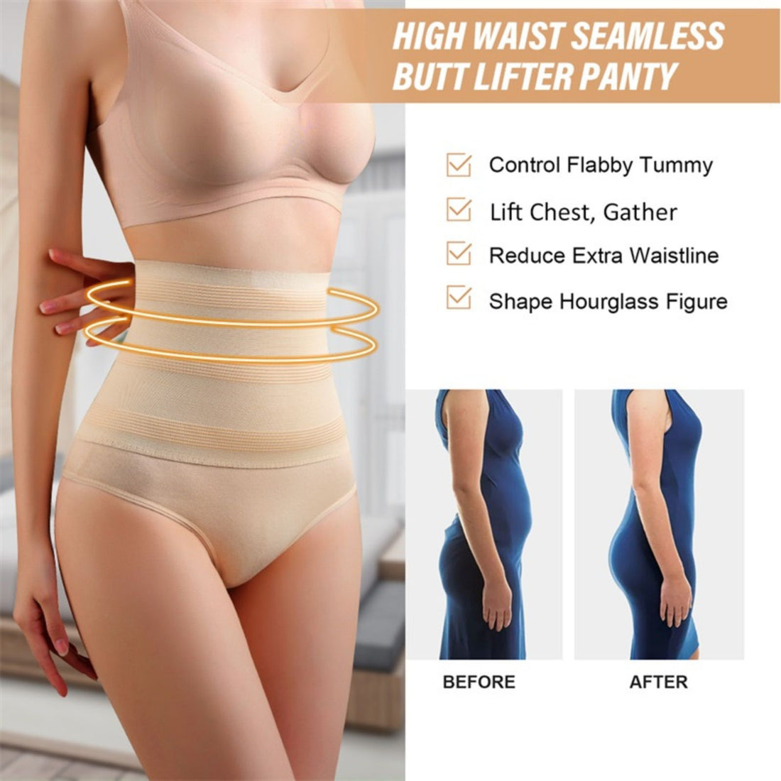 Slim Butt Lifter Panty Tummy Control High Waist Trainer Thong Shapewear