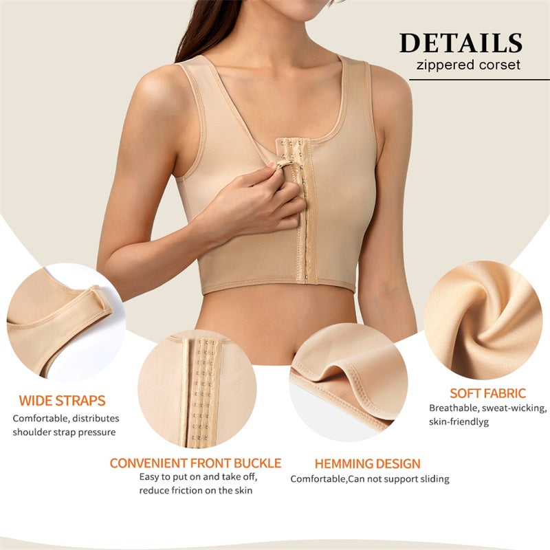 Wireless Breast Flat Belly Bra Body Corset Crop Shapewear Cami Tank Top