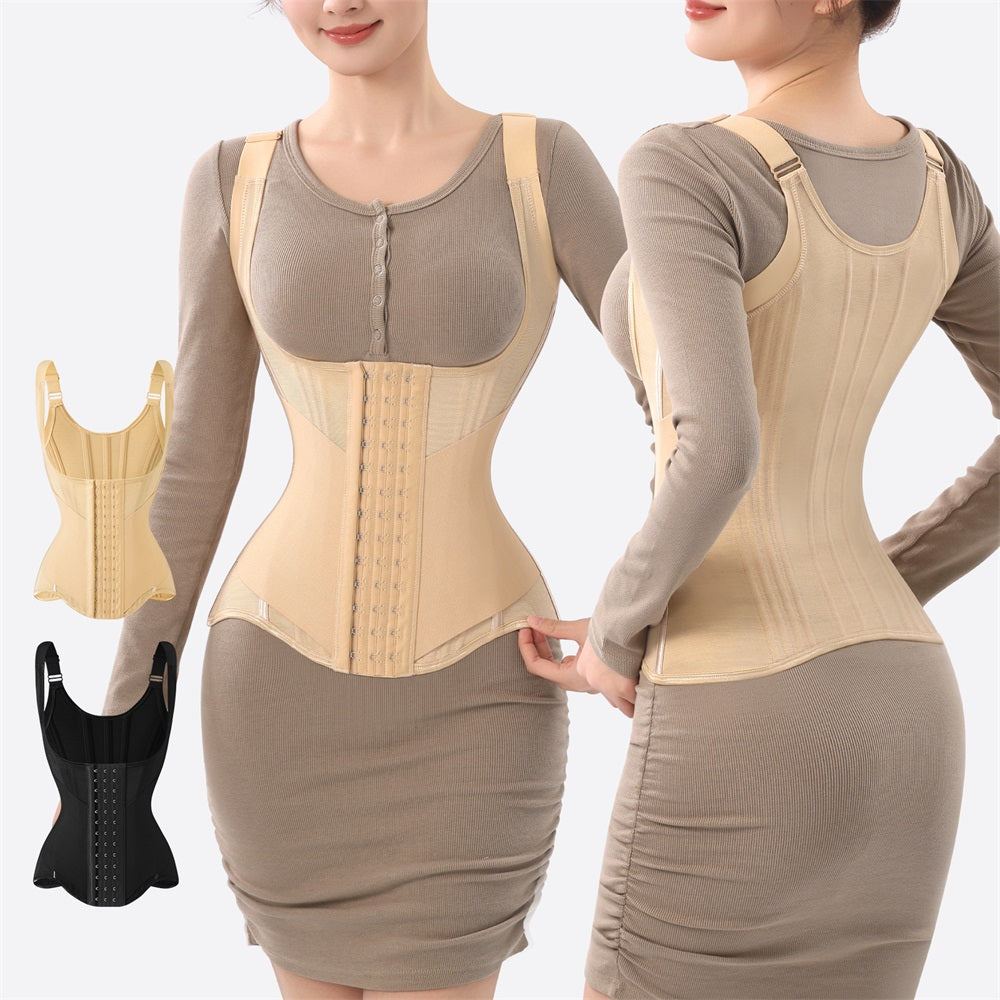 Women’s Double Belt Waist Trainer Tummy Control Corset Shapewear Wrap