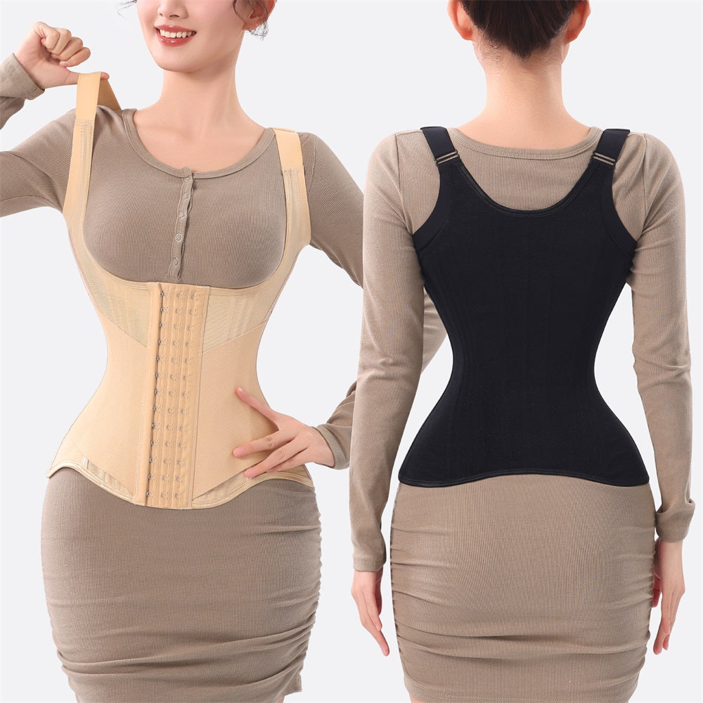 Women’s Double Belt Waist Trainer Tummy Control Corset Shapewear Wrap