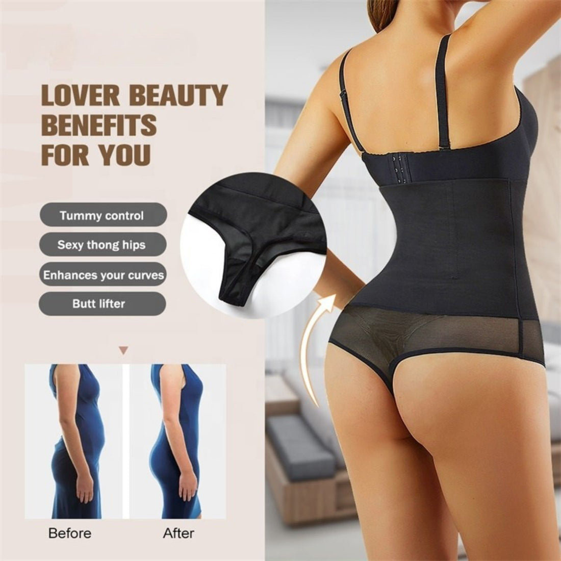 Women T Back Crotch Panty Seamless Thong Tummy Control Shaper